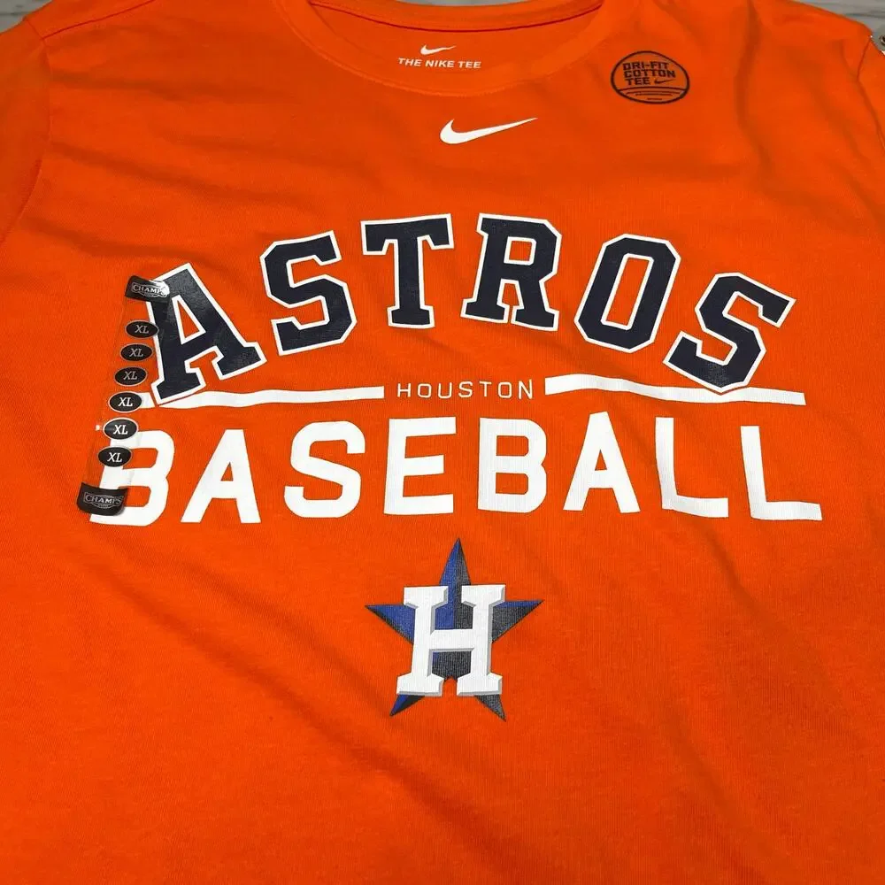 Nike Houston Astros Baseball T-Shirt Men’s Orange Dri-Fit Short Sleeve Tee NWT